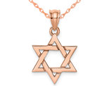 14K Rose Pink Gold Polished Star Of David Pendant Necklace with Chain